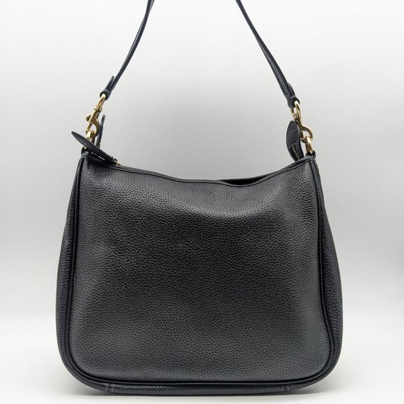 Coach Handbags - COACH Cary pebbled leather large shoulder bag purse - BLACK